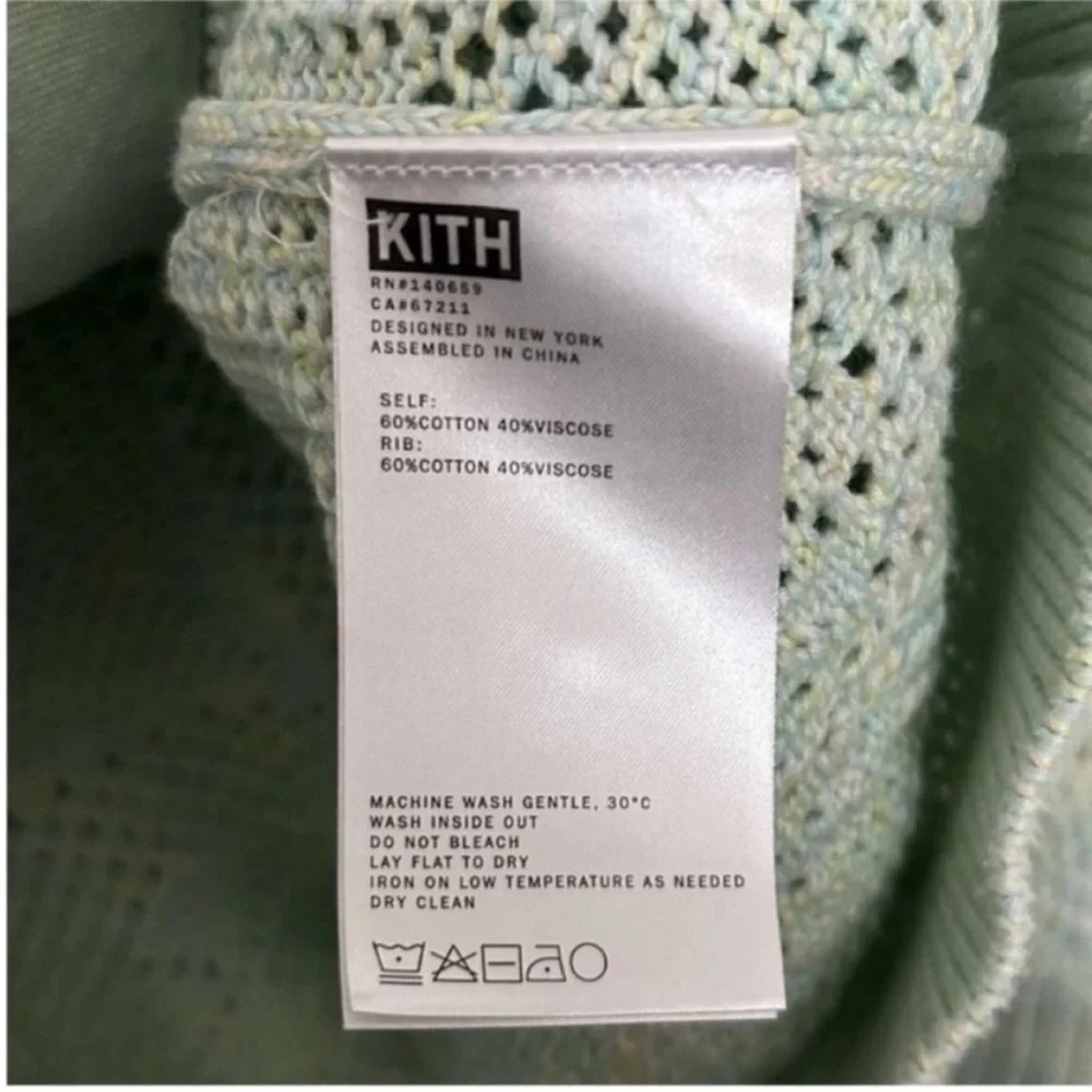 Kith Tilden Crochet Button Down Sweater Zen Green